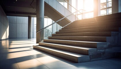 Obraz premium Modern stairway in a bright office building