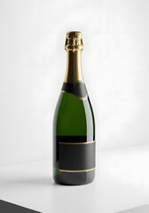 Mockup of a sparkling wine or champagne bottle on a white background.