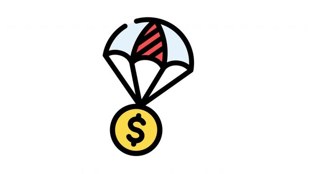 money drop with parachute icon animation