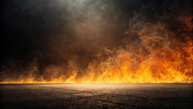 burning fire in the forest, Black brown orange yellow abstract background. Color gradient, ombre. Spots. Fire, burn, burnt effect. Or horror, a creepy concept. Light. Glow