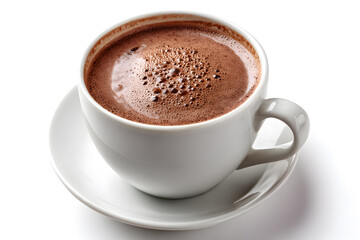 Fototapeta premium Close-Up of Hot Chocolate in a White Mug Isolated On White