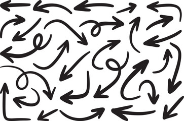 Versatile hand-drawn directional arrows designed with a flowing, whimsical touch, great for use in presentations, diagrams, and casual branding work.