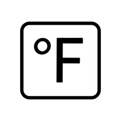 Fahrenheit symbol encased in square. Icon symbol illustration