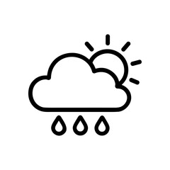 Rainy sunshine peeks through cloud. Icon symbol illustration