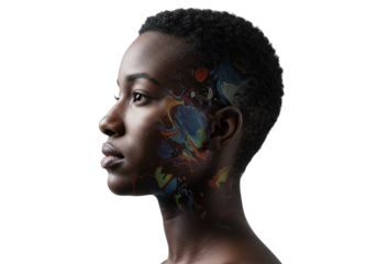 Neurodiversity African Woman Portrait Symbolic Brain Cognition