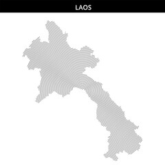 Obraz premium Outline of Laos depicted using curved line patterns
