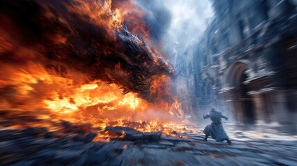 Obraz premium Fire destruction action