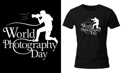 World Photography Day Distressed Photographer Silhouette T-Shirt Design