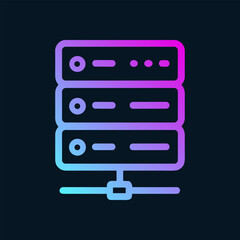Gradient data server towers glow. Icon symbol illustration
