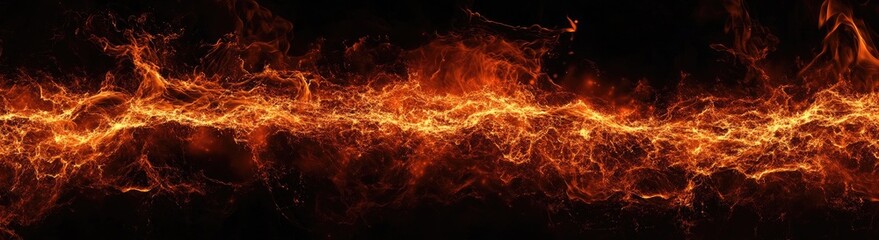 Fototapeta premium Fiery, flowing flames against a dark background