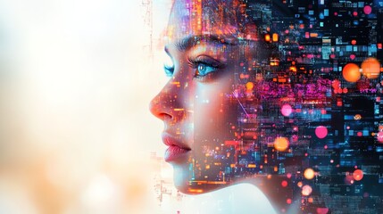 An advertising team conducting research on cultural trends using futuristic AI analytics