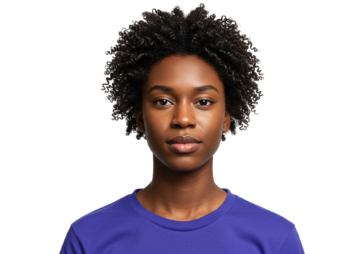 Portrait of Beautiful African American Woman Curly Hair