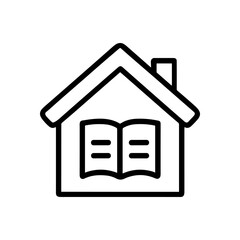 Cozy learning space home with book. Icon symbol illustration