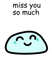 Obraz premium Miss you so much hand drawn vector illustration in cartoon comic style mochi 