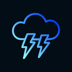 Stormy cloud with lightning strikes. Icon symbol illustration