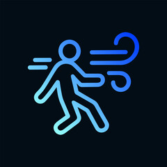 Windy escape outlined in blue. Icon symbol illustration