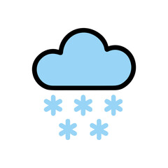 Cloud showers delicate icy snowflakes. Icon symbol illustration