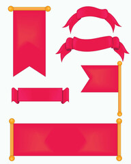 High-quality vector set of red banners and ribbons in multiple styles and shapes. Great for use in poster design, labels, tags, awards, cards, and decorative purposes. Fully editable format.