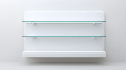 Modern White Display Case with Glass Shelves