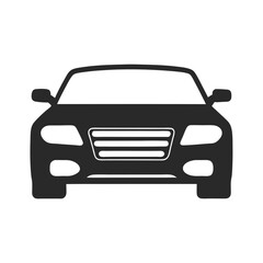 Luxury Car Front View icon silhouette vector illustration