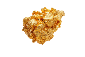 A large gold rock with a lot of bumps and ridges