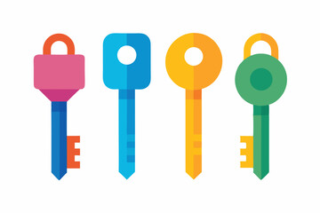 set of Keys with Keychain icon silhouette vector illustration