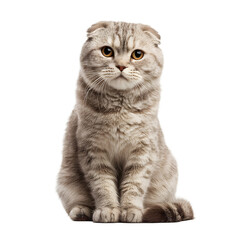 Fototapeta premium Adorable Scottish Fold Cat Sitting Gracefully Against a Plain Background, Showcasing Its Unique Features (1)