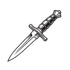 Vintage hand drawn dagger silhouette illustration isolated on white a classic symbol of protection and warfare vector graphics