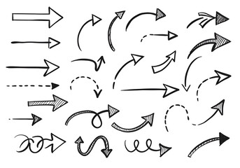 Handdrawn arrows in various styles point in different directions
