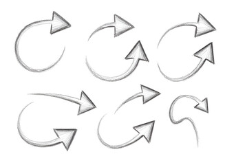 handdrawn white arrows curved or straight pointing right on a black background