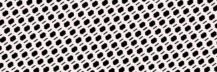 black white hexagonal seamless pattern.football pattern.