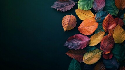 Vibrant Autumn Leaves on Dark Background Nature Photography