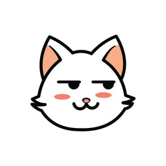 Cute White Smirking Cat Face Vector