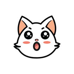 Cute White Surprised Cat Face Vector