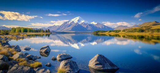 Serene Mountain Lake Reflection Stunning Nature Landscape