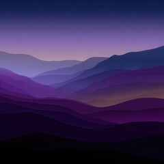 Obraz premium Stylized Vector Mountain Landscape with Violet Tones at Dusk