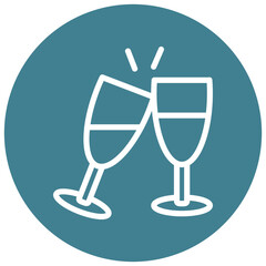 Birthday Drinks Vector Line White Circle Red