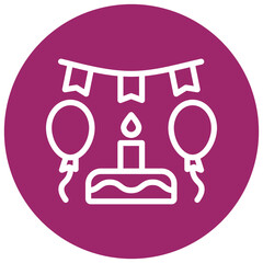 Obraz premium Birthday Decorations Vector Line White Circle Red