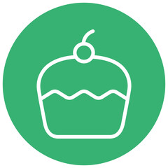 Birthday Cupcake Vector Line White Circle Red