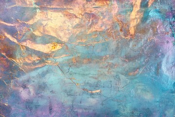 Fototapeta premium A colorful, abstract background with a blue and gold hue. Abstract holographic texture featuring Iridescent reflections that inspire creativity and vision.