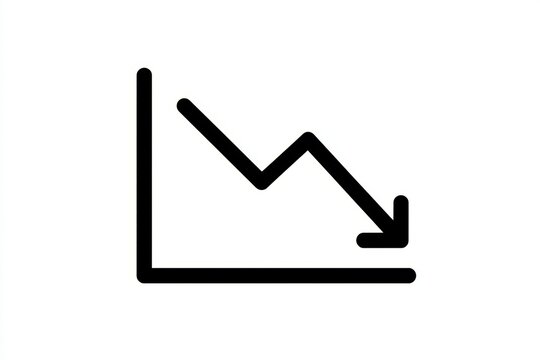Black line downward graph icon representing decrease in trends