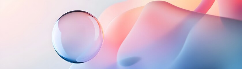 A stunning abstract graphic featuring a delicate bubble against soft pastel hues. The gradient of pink and blue creates a serene atmosphere, perfect for modern design projects.