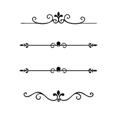 Obraz premium Text dividers with hearts doodle set. Wedding decorative elements. Divider ornament, borders, lines. Hand drawn vector illustration isolated on white background 