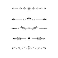 Set of decorative text dividers. hand drawn vector illustration on white background
