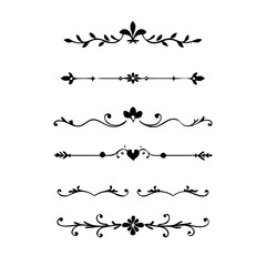 Obraz premium Set of decorative text dividers. hand drawn vector illustration on white background 