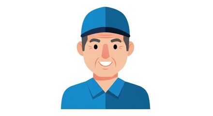 Cheerful Cartoon Character with a Blue Cap and Shirt Expressing Joyful Emotions - Ideal for Illustrations and Designs