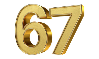 Bling Bling Diamond Gold Number 67 3D Text Effect