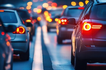 Colorful blurred lights of night traffic create an abstract urban atmosphere, Defocused night traffic lights, abstract blurred bokeh image of a city with cars passing by