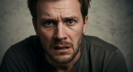 Obraz premium Close-up Portrait of a Worried Man