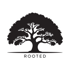 Fototapeta premium Rooted Tree Silhouette Vector – Nature, Growth & Stability Symbol